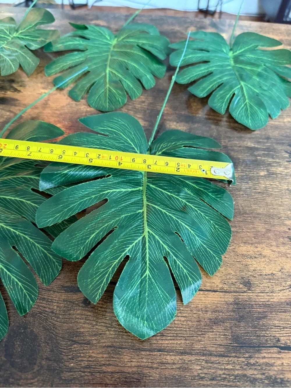 Set of 5 Faux Monstera Leaves - Green